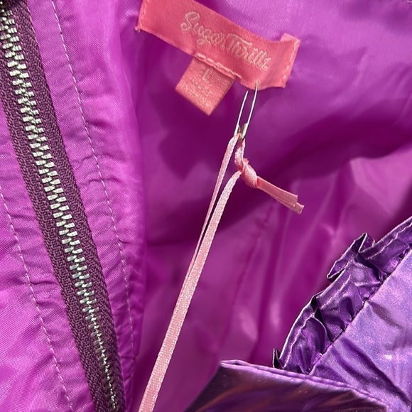 Sugar Thrillz Barbie Let go party metallic purple bow set skirt & crop top large - Picture 8 of 9